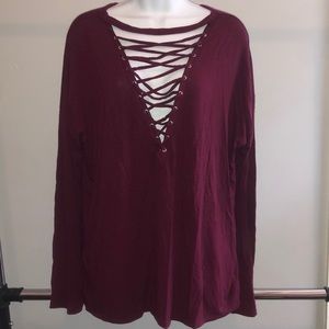 Express Long Sleeve Cross Front Shirt